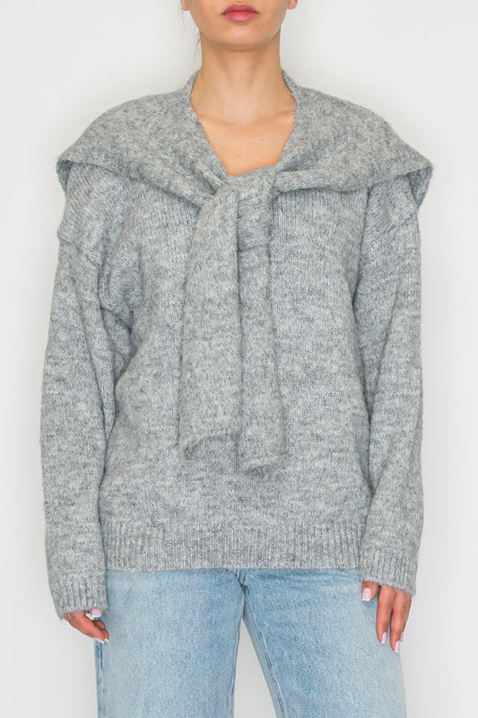 Brenda Scarf Detail Pullover Sweater