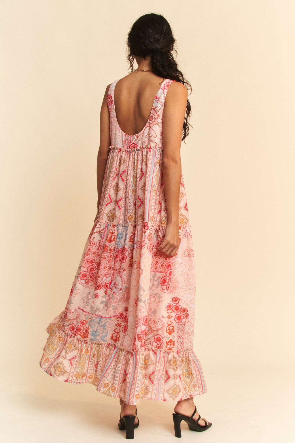Floral Mix Sleeveless Tiered Maxi Dress