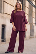 Elodie Textured Wide-Leg Set Available Curvy