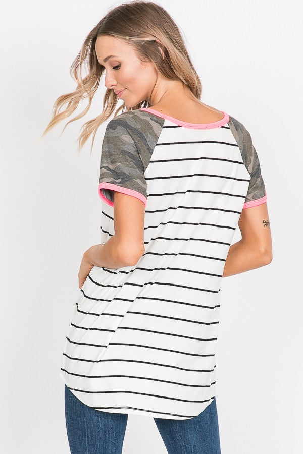 Sadie Camo Stripe Top Curvy