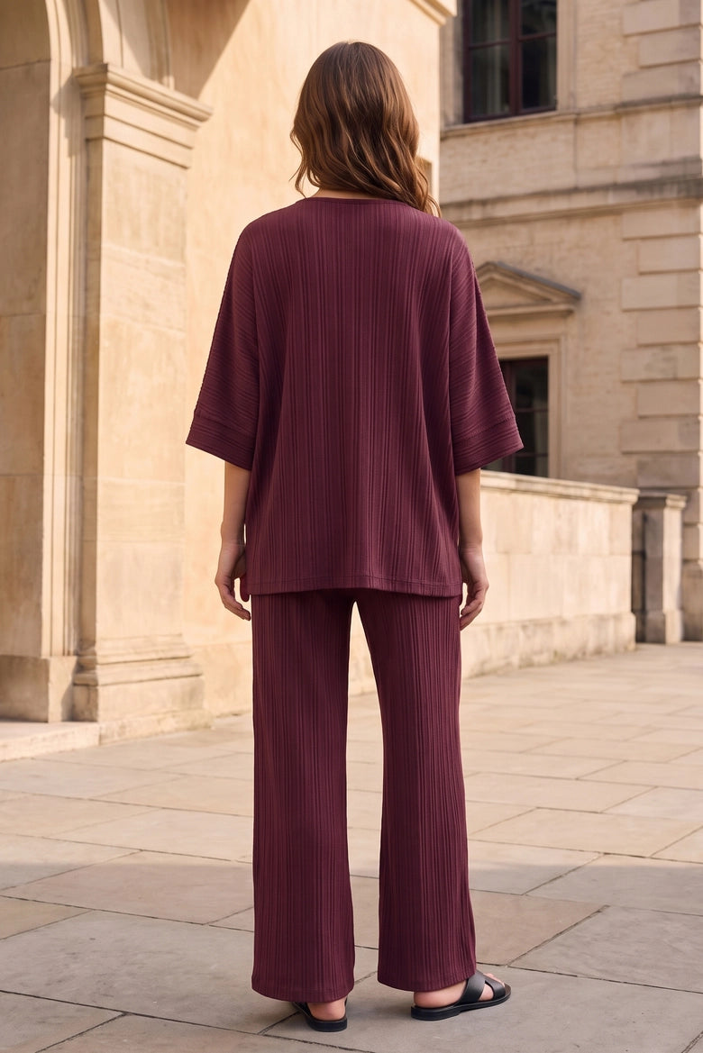 Elodie Textured Wide-Leg Set Available Curvy