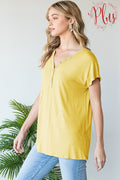 Perfect Snap Henley Top Curvy