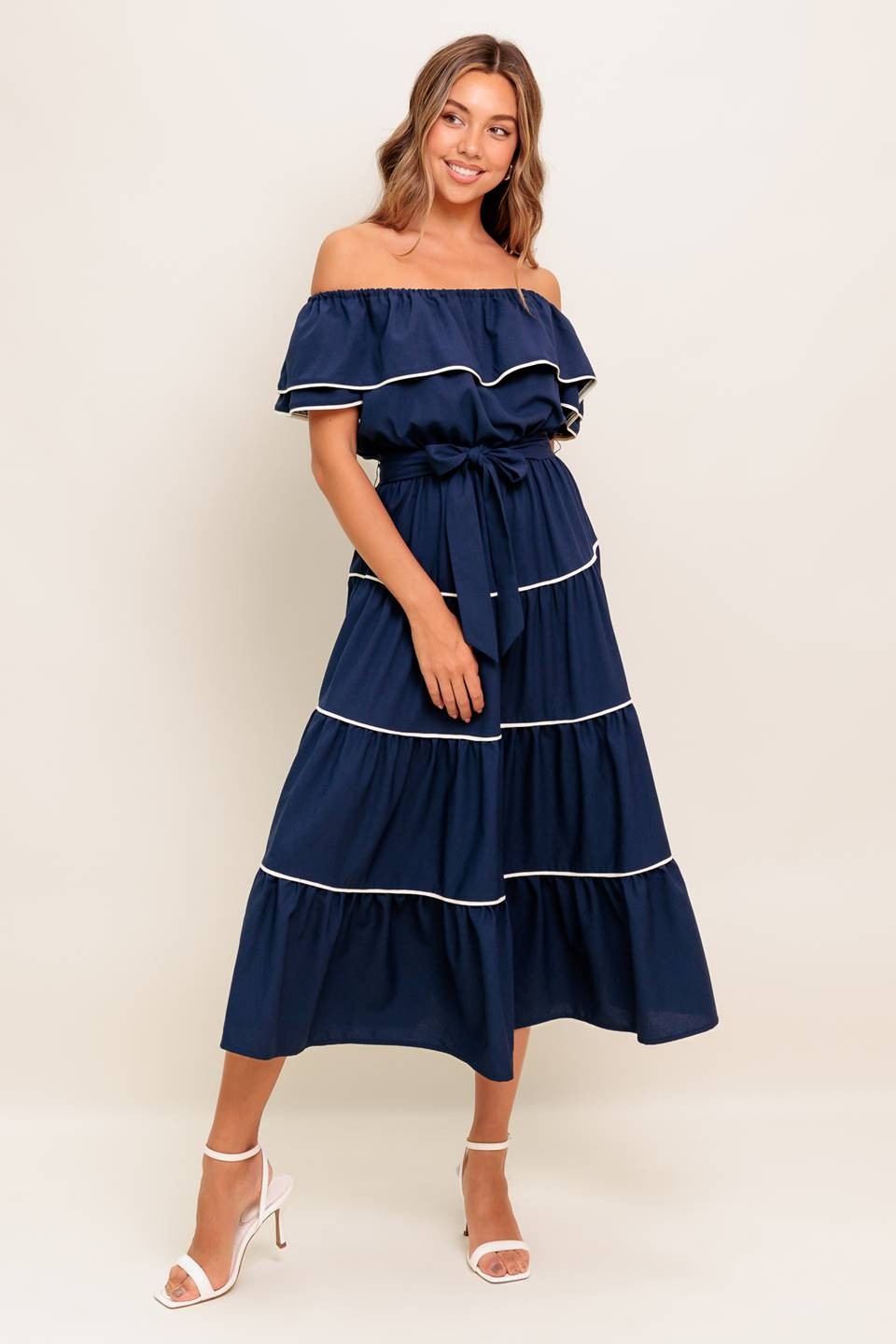 Isabella Off-Shoulder Midi Dress