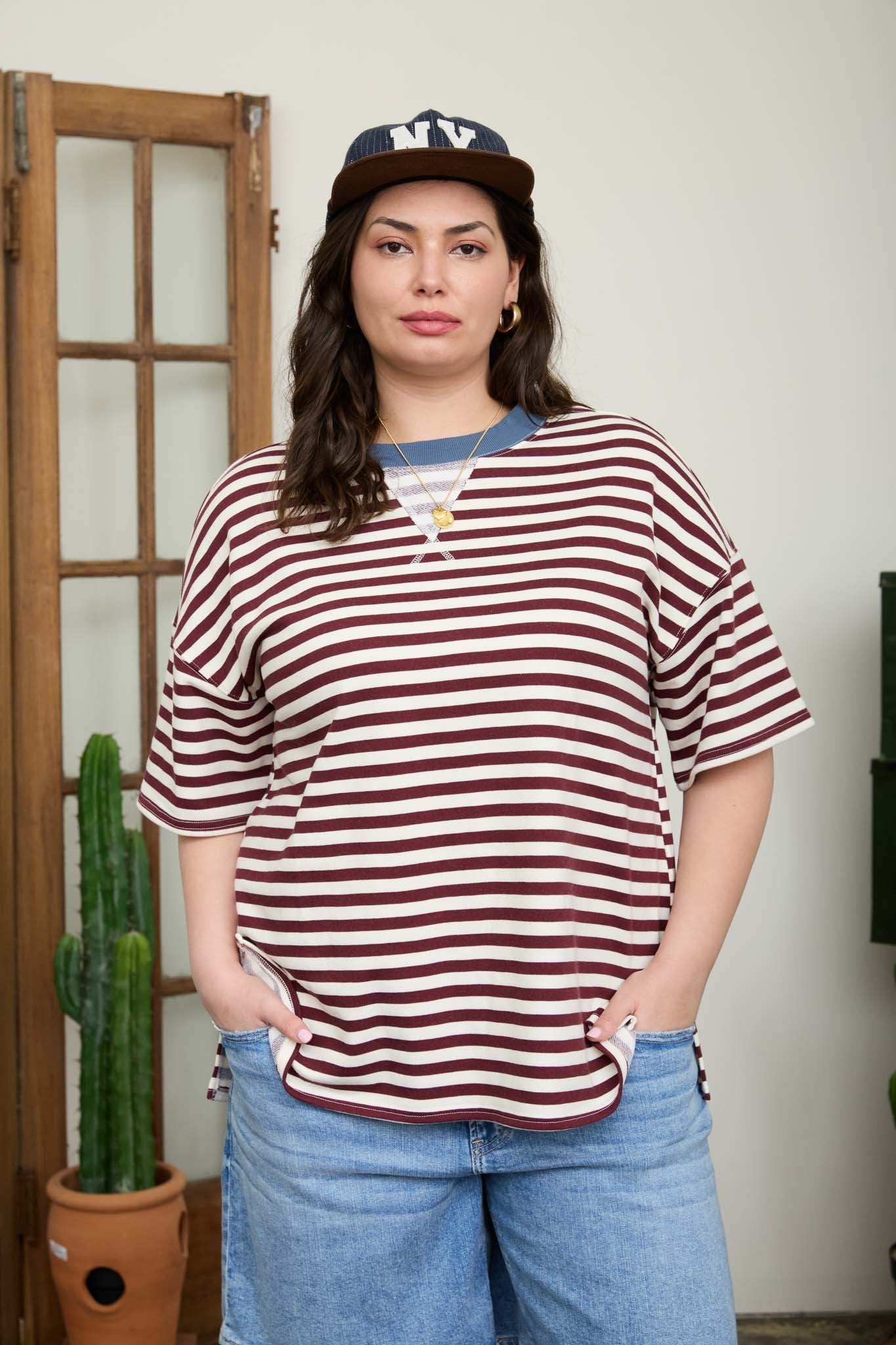 Harper Contrast Stripe Top Available Curvy
