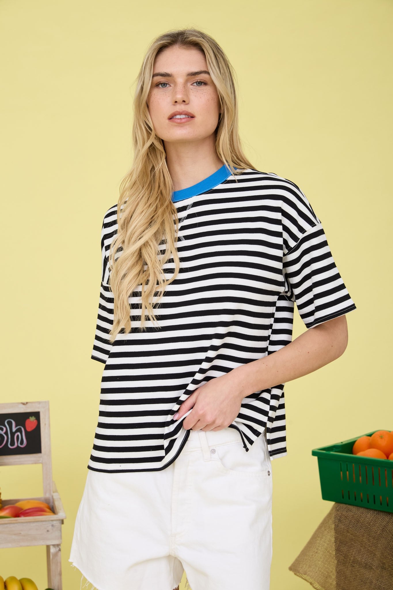 Harper Contrast Stripe Top Available Curvy