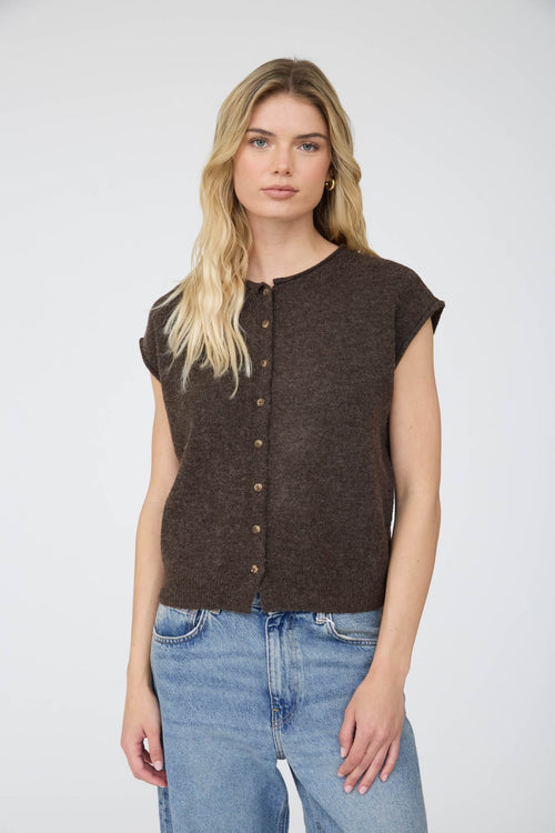 Cindy Button Front Knit Vest Available Curvy