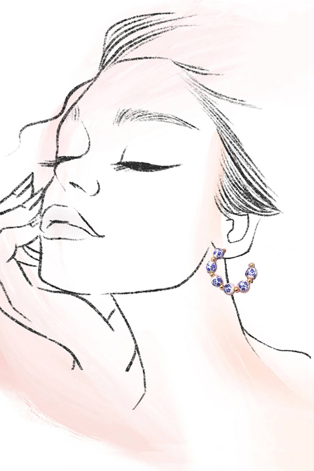 Blue Willow Hoop Earrings