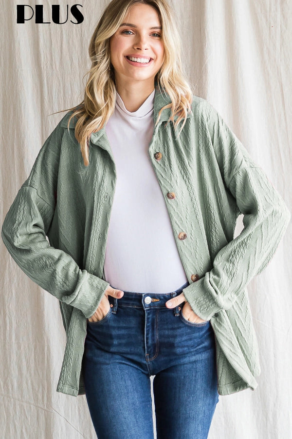Everly Cable Knit Shacket Curvy
