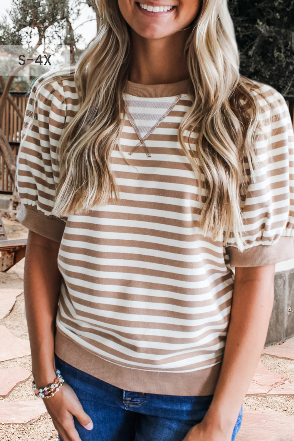 Classic Charm Bubble Sleeve Top Available Curvy