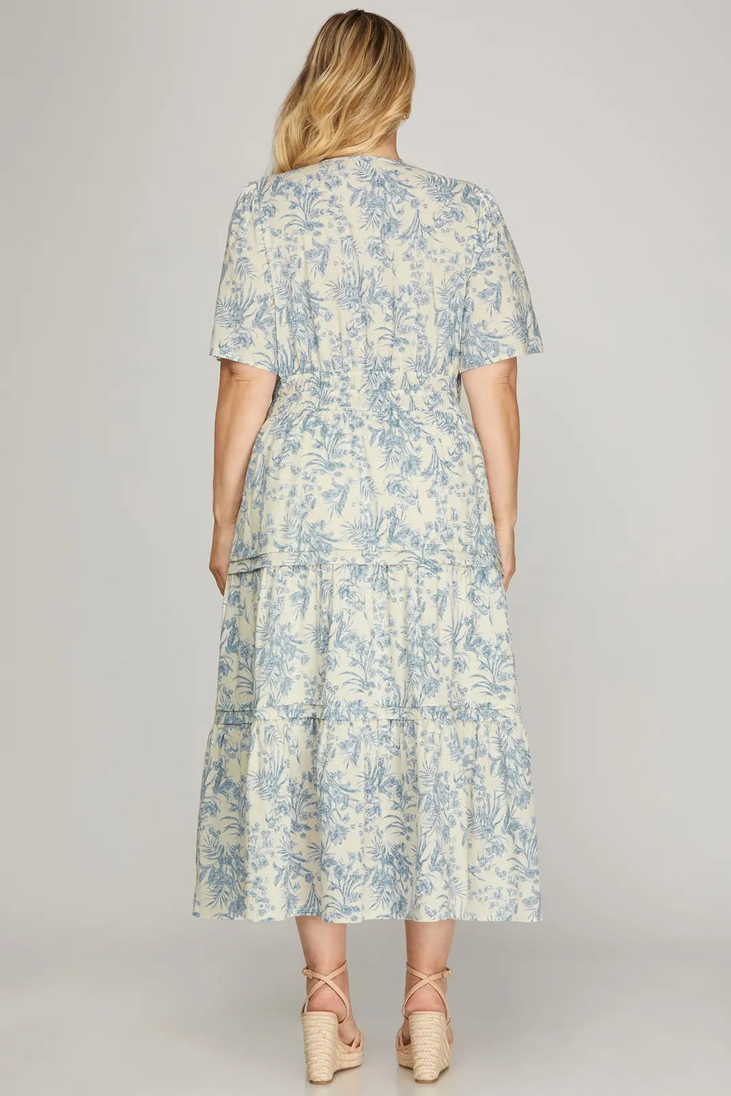 Blue Willow Tiered Midi Dress Curvy