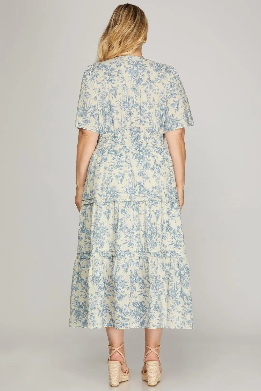 Blue Willow Tiered Midi Dress Curvy