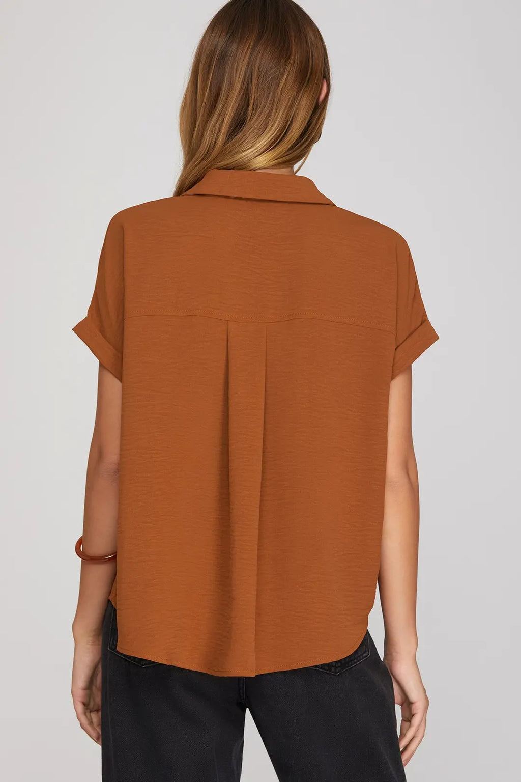 Rowan Drop Shoulder Collared Top Available Curvy