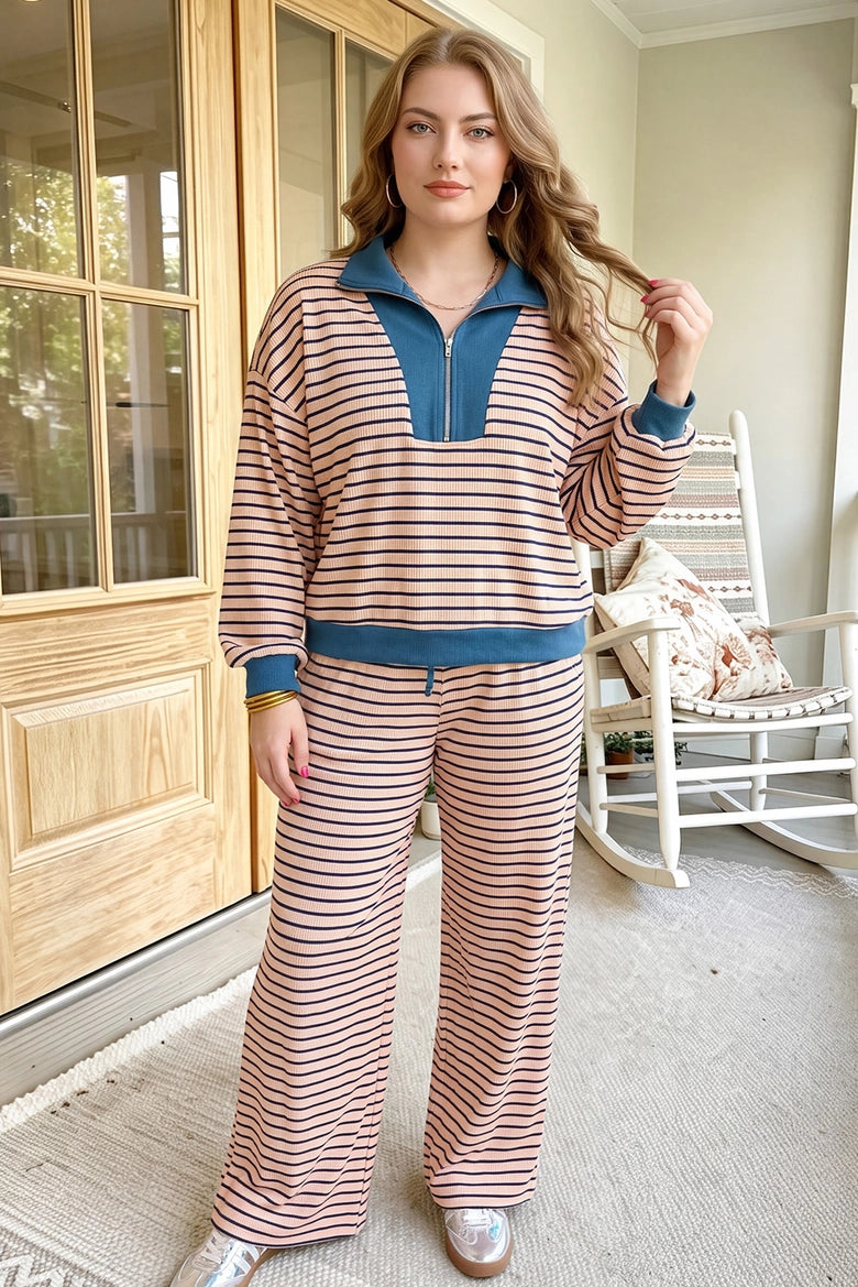 Maren Striped Two-Piece Set Curvy