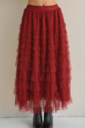 Renee Tiered Ruffle Mesh Maxi Skirt Available Curvy