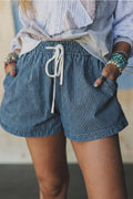 Saylor Stripe Denim Shorts Available Curvy