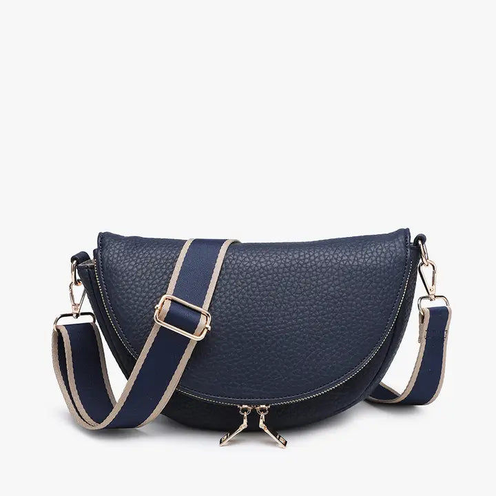 Angela Foldover Crescent Crossbody Bag