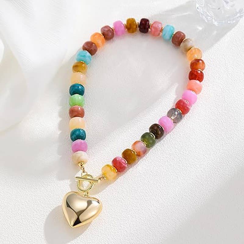 Golden Heart Beaded Necklace