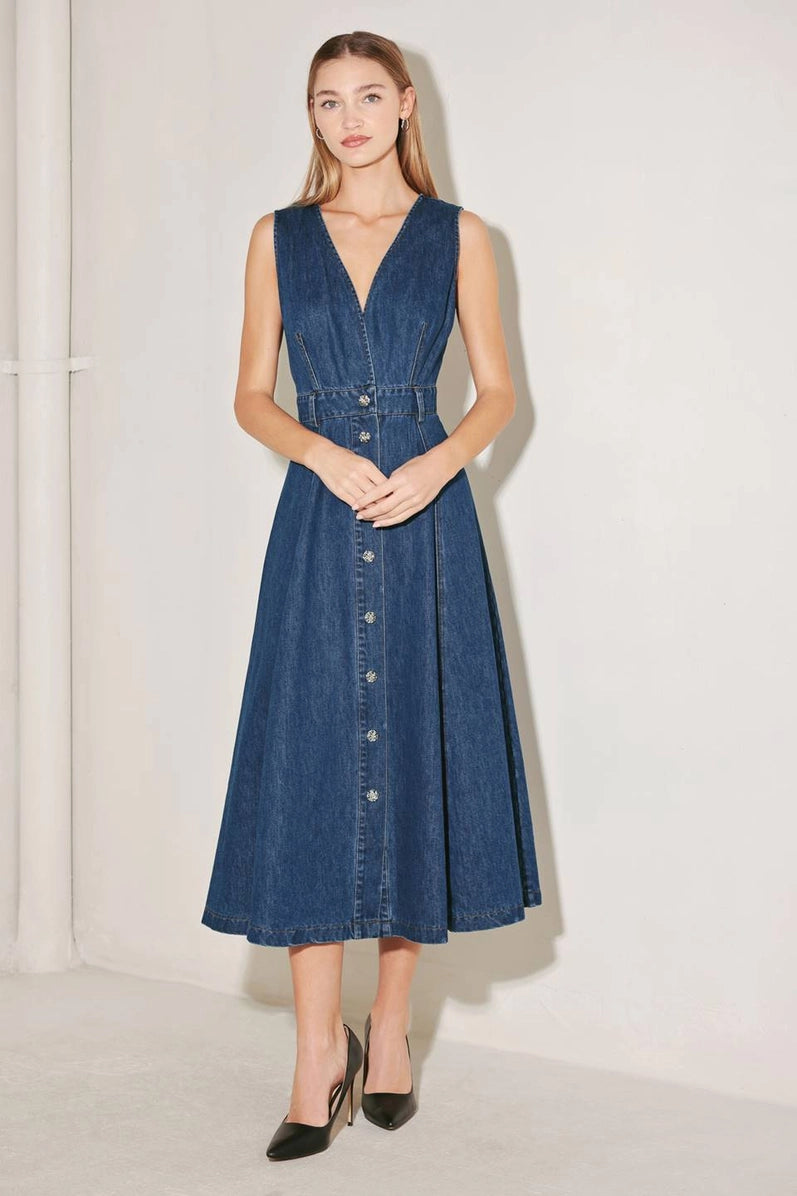 Clara Button Front Midi Dress