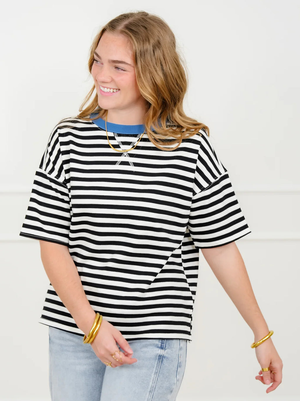 Harper Contrast Stripe Top Available Curvy
