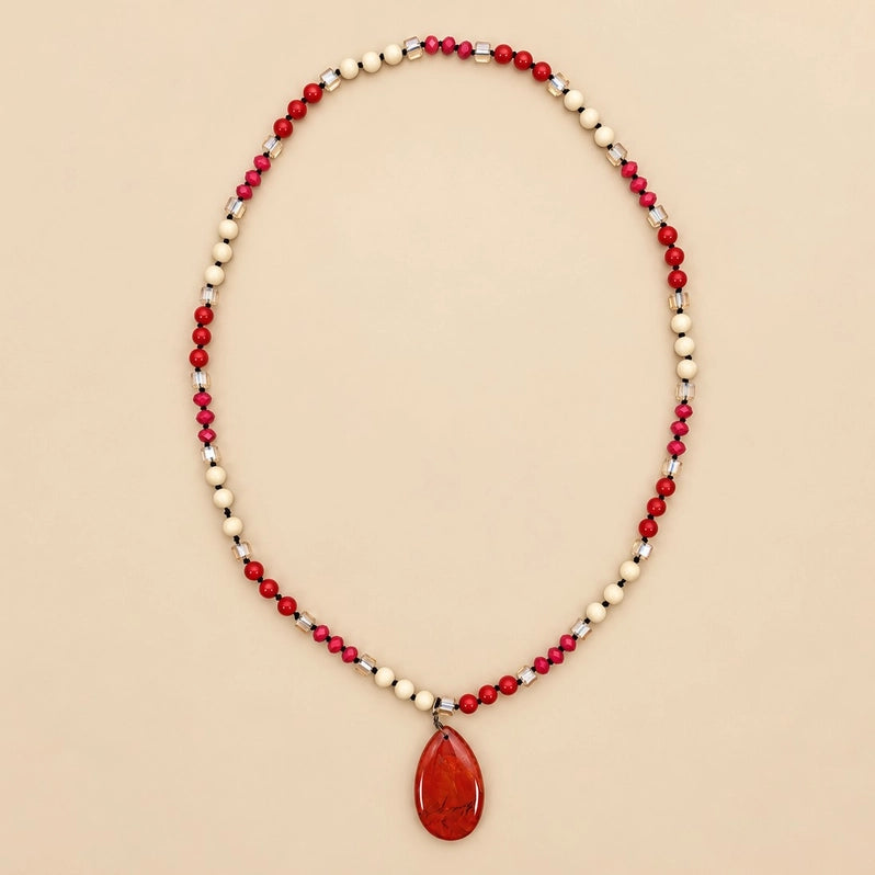 Brionne Beaded Teardrop Necklace