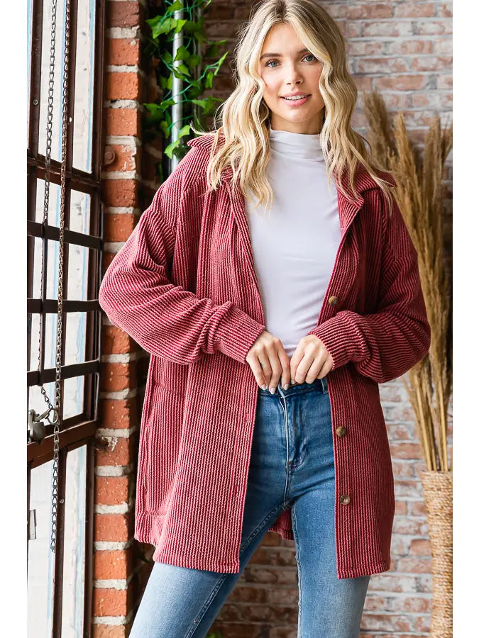 Brielle Ribbed Shacket Curvy