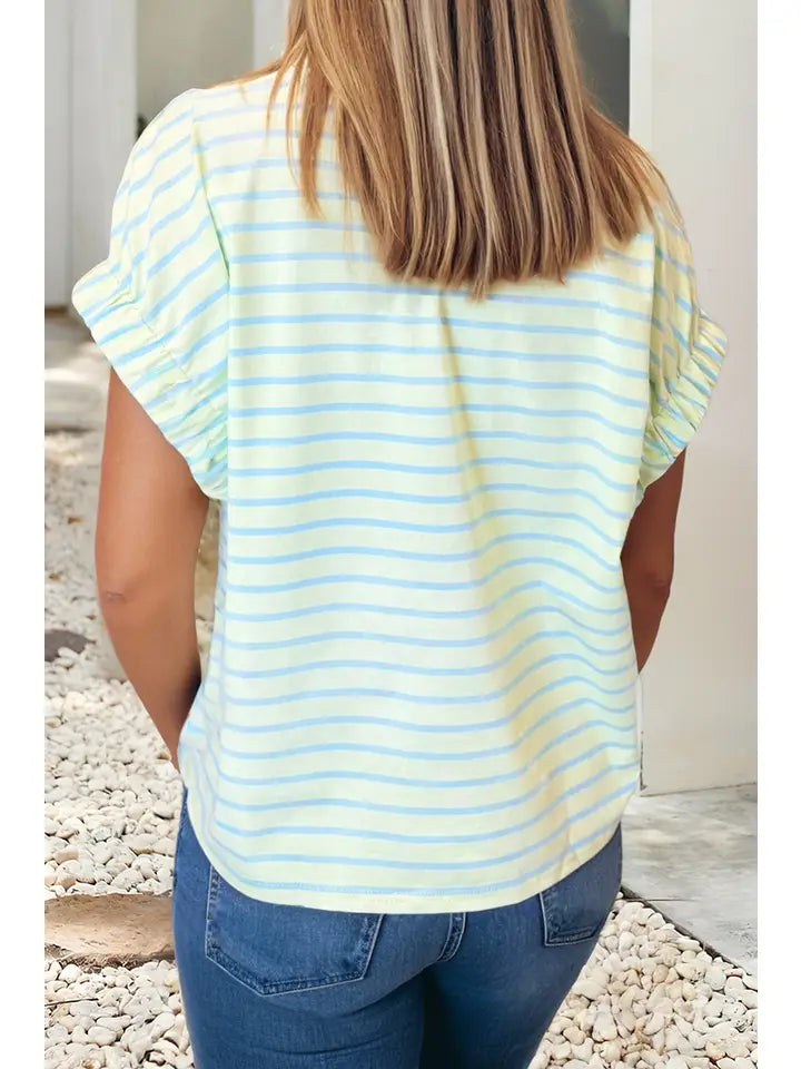 Lila Stripe Cuffed Sleeve Top
