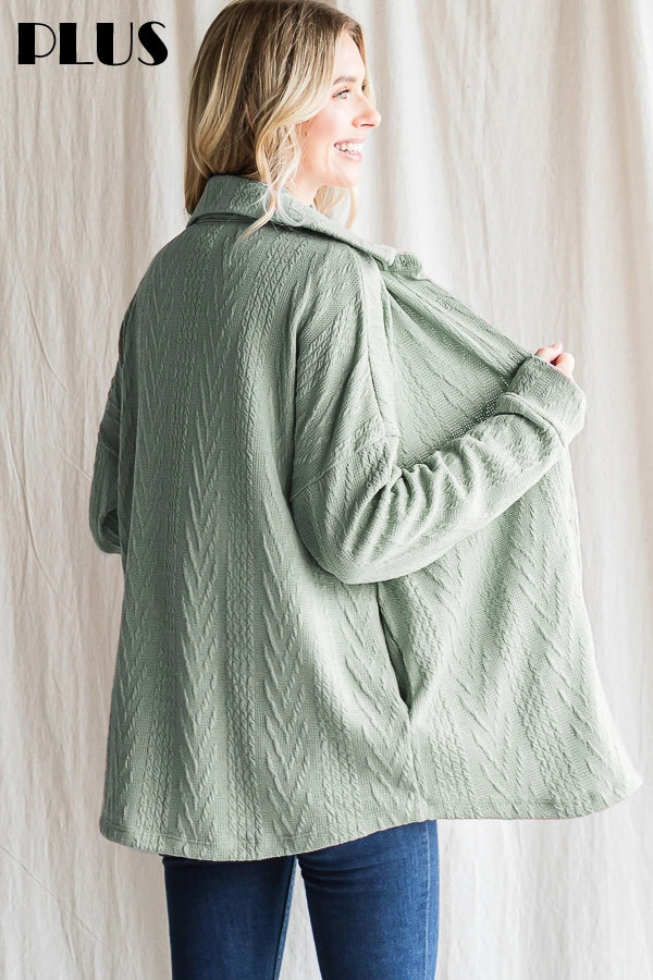 Everly Cable Knit Shacket Curvy