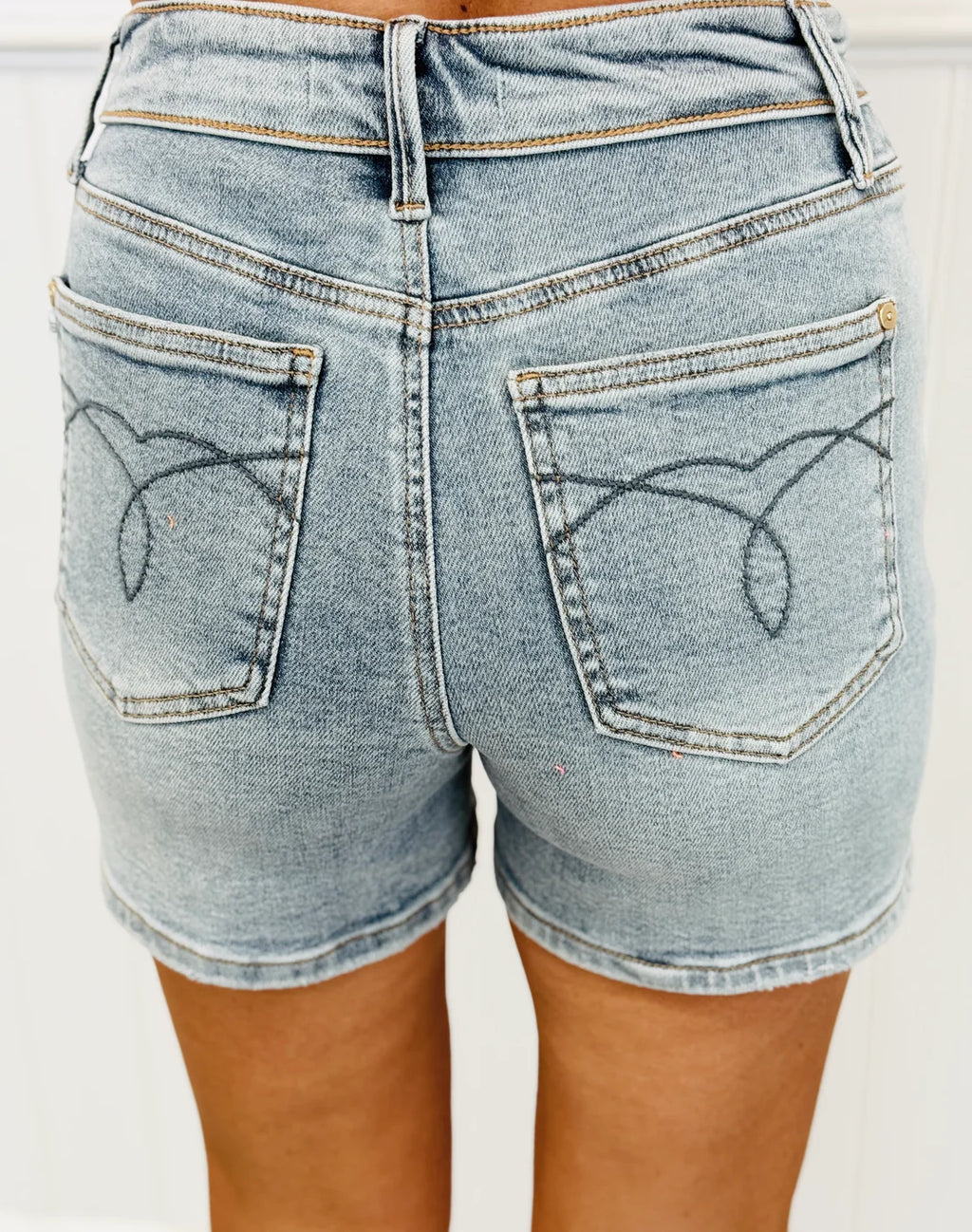 Judy Blue High Waist Fold Over Waistband Button Fly Shorts Curvy 150375