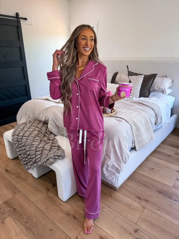 Bedtime Bliss Two Piece Set in Berry Cream Dream