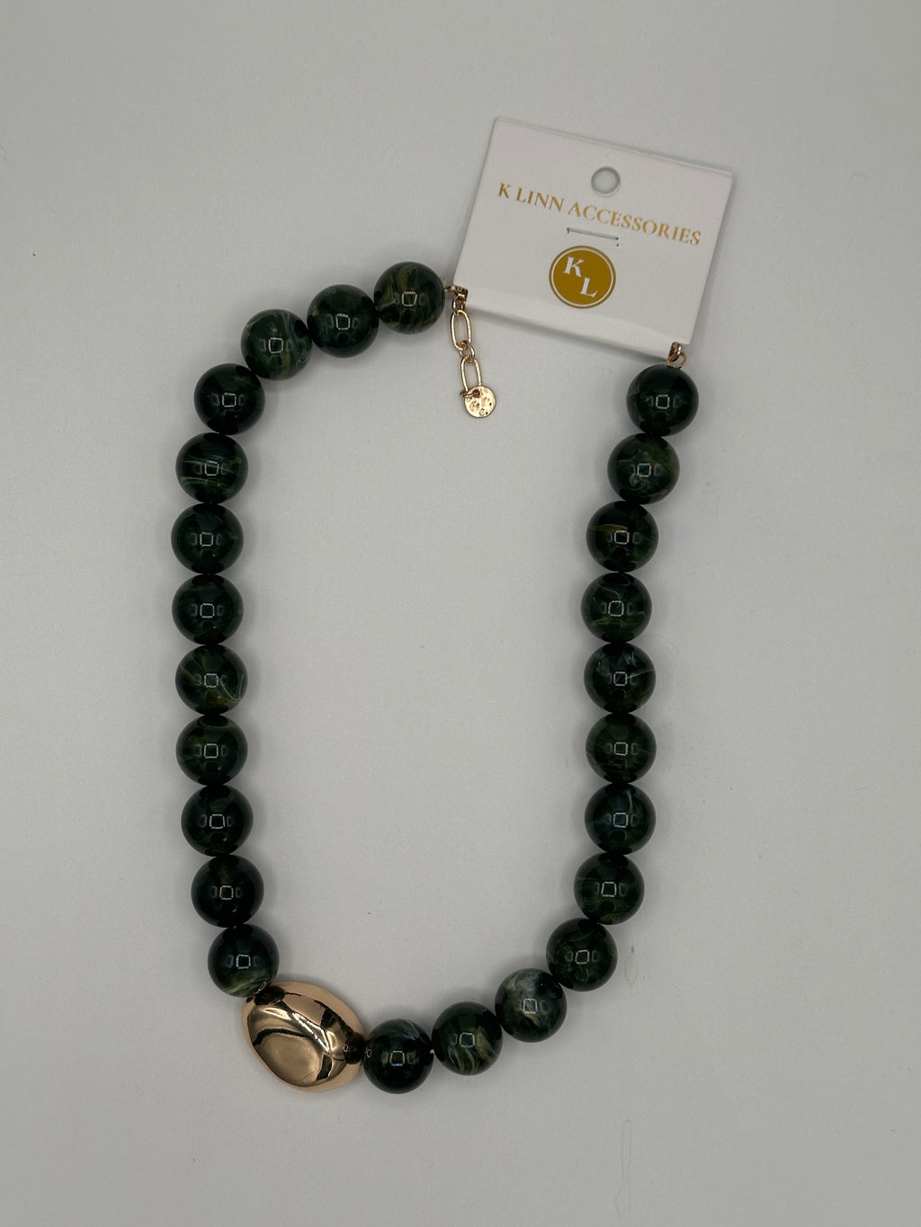 Gold Accent Marbled Bead Necklace