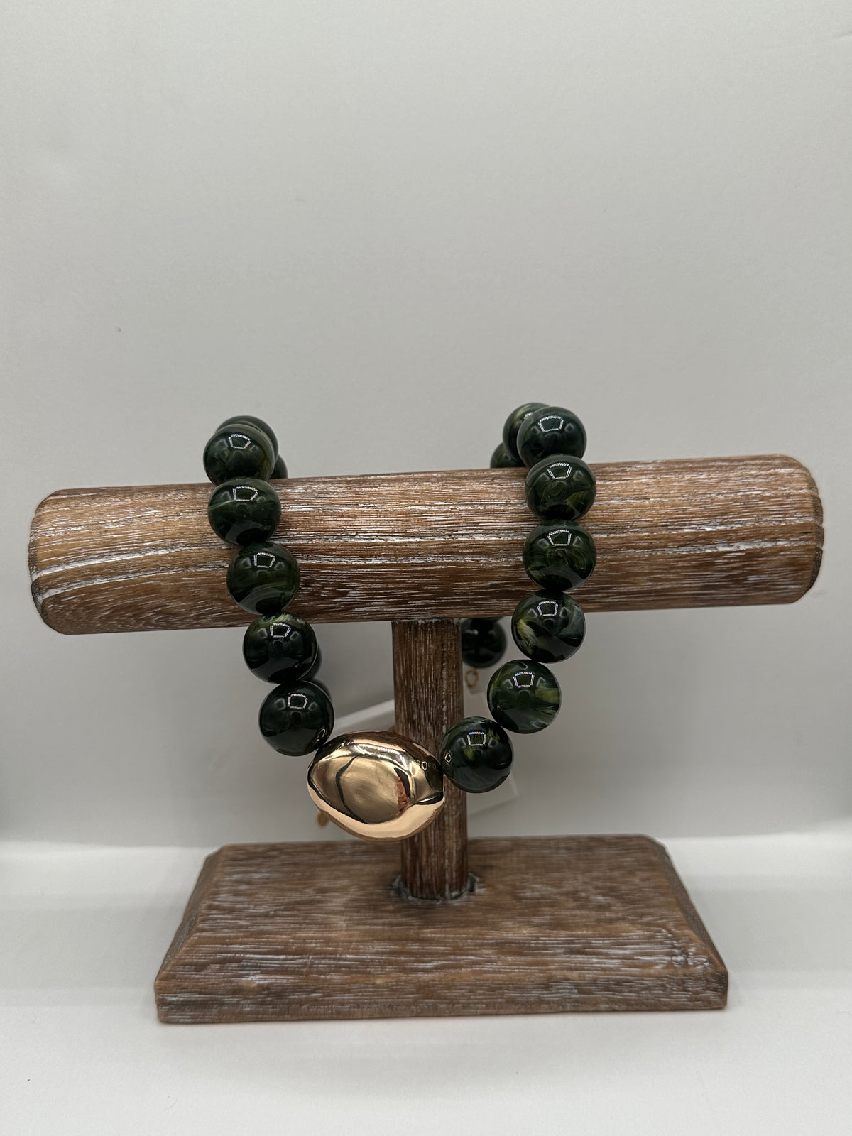 Gold Accent Marbled Bead Necklace