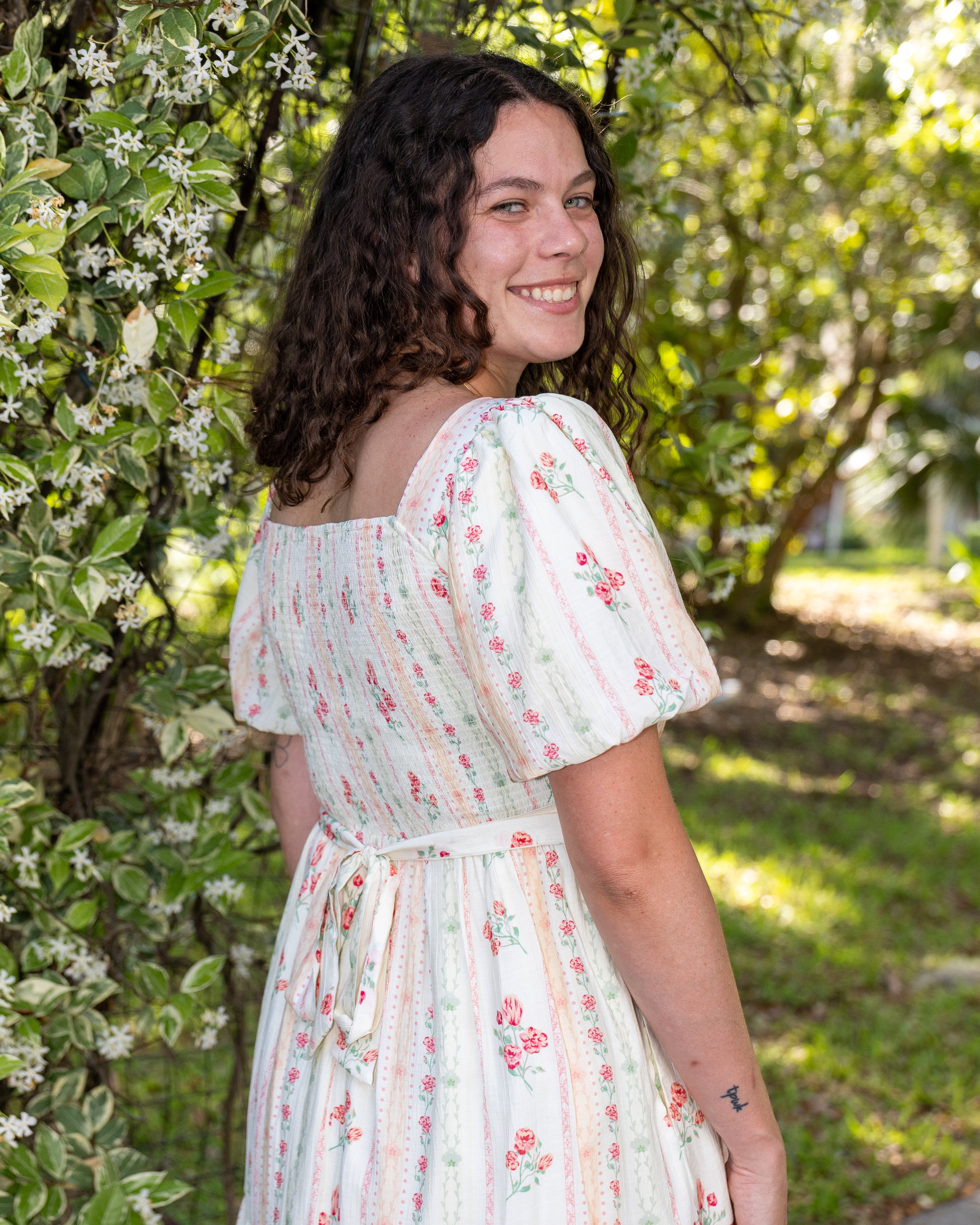 Floral Balloon Sleeve Mini Dress