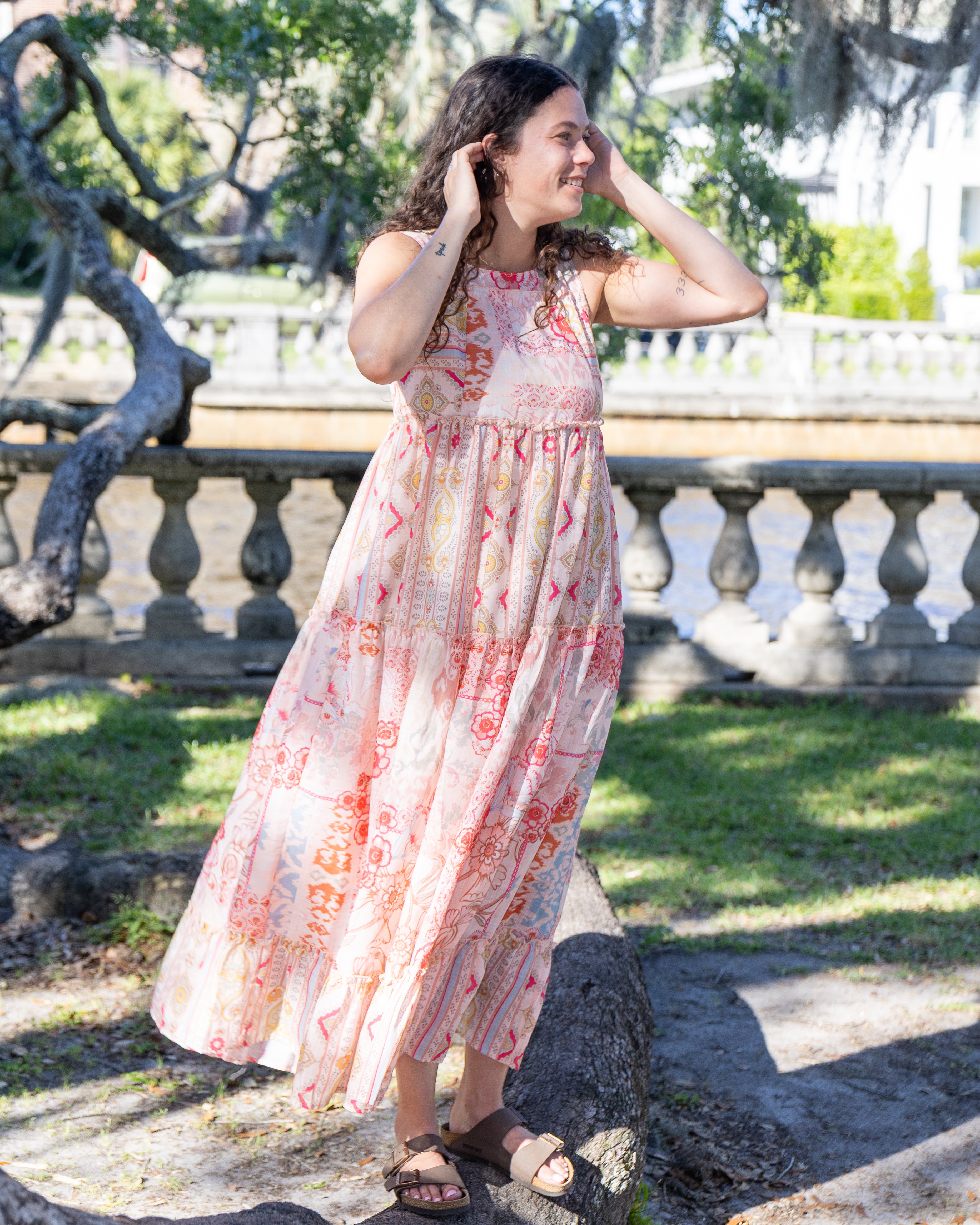 Floral Mix Sleeveless Tiered Maxi Dress