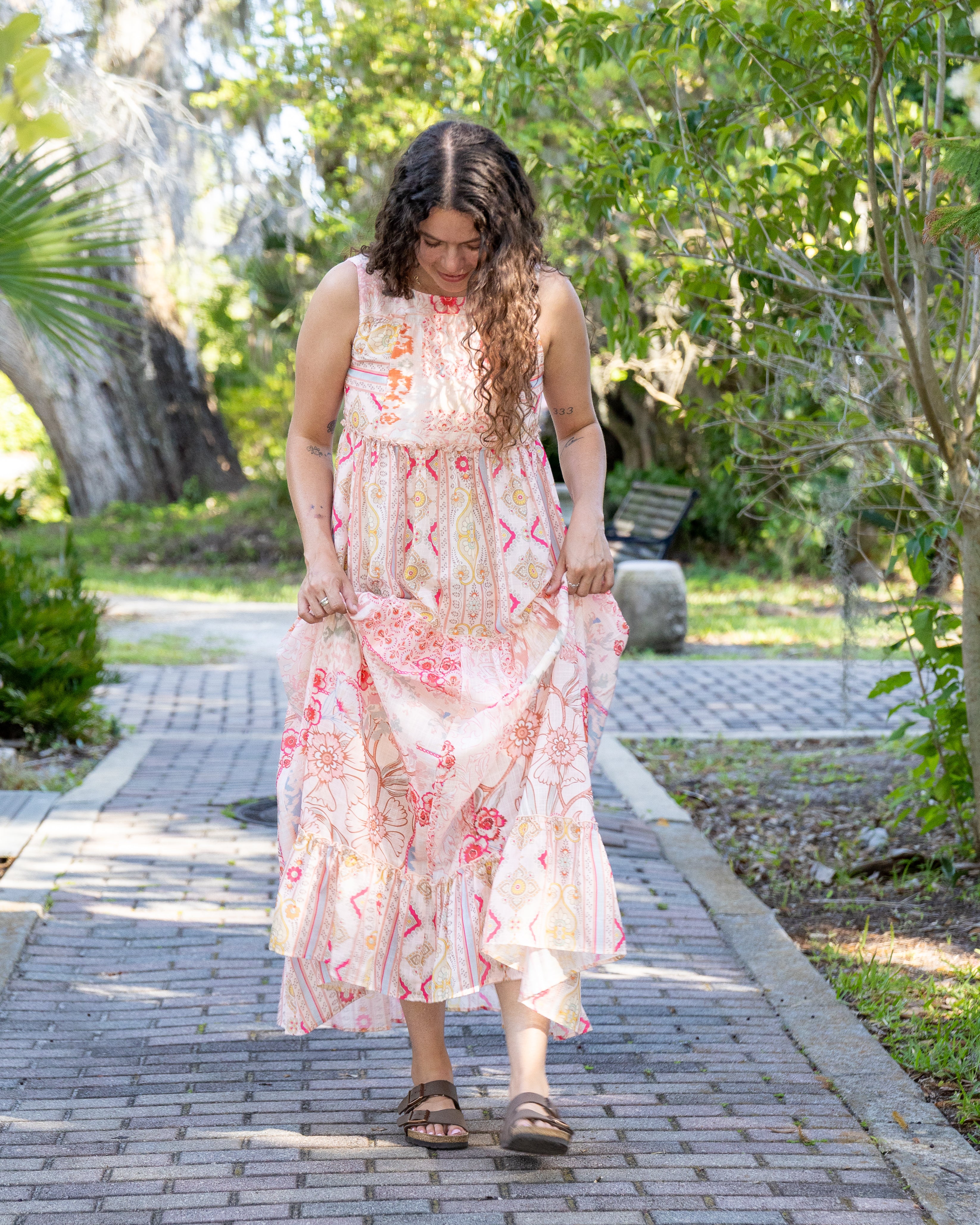 Floral Mix Sleeveless Tiered Maxi Dress