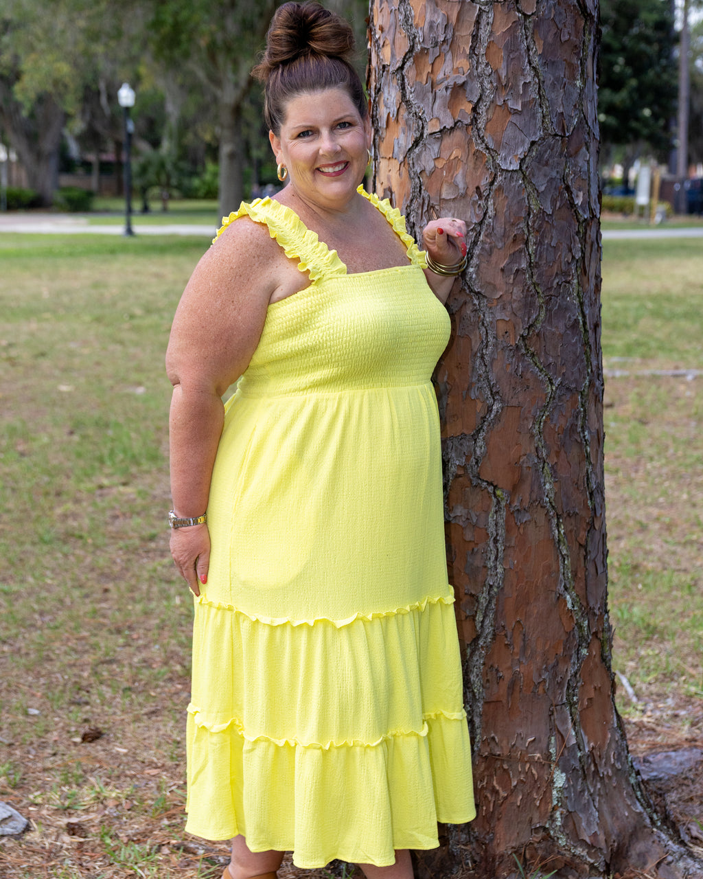 Gathered and Gorgeous Shirred Bodice Maxi Dress Curvy
