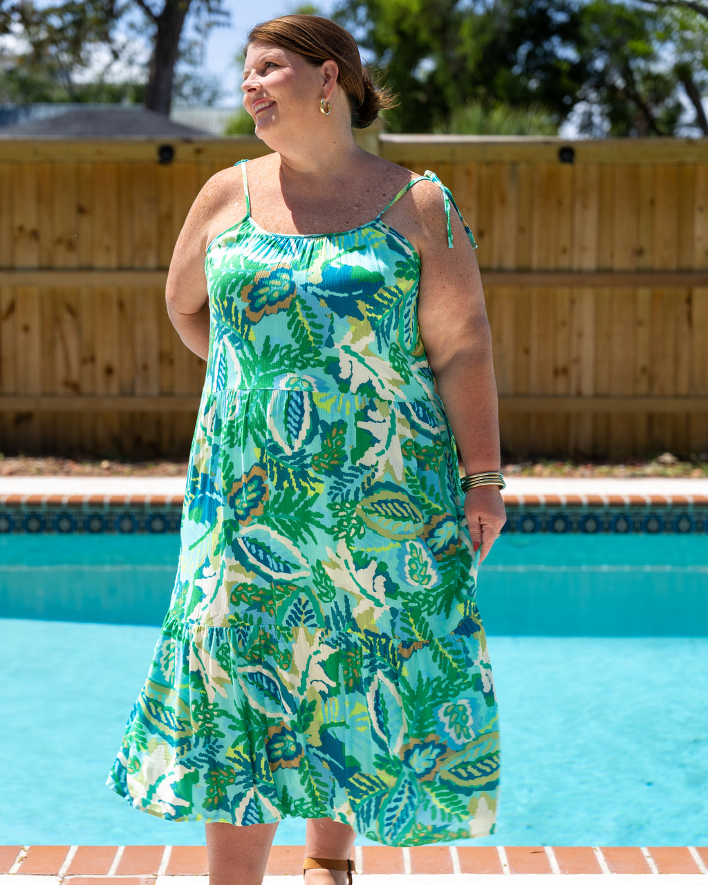 Tropical Printed Midi Dress Curvy