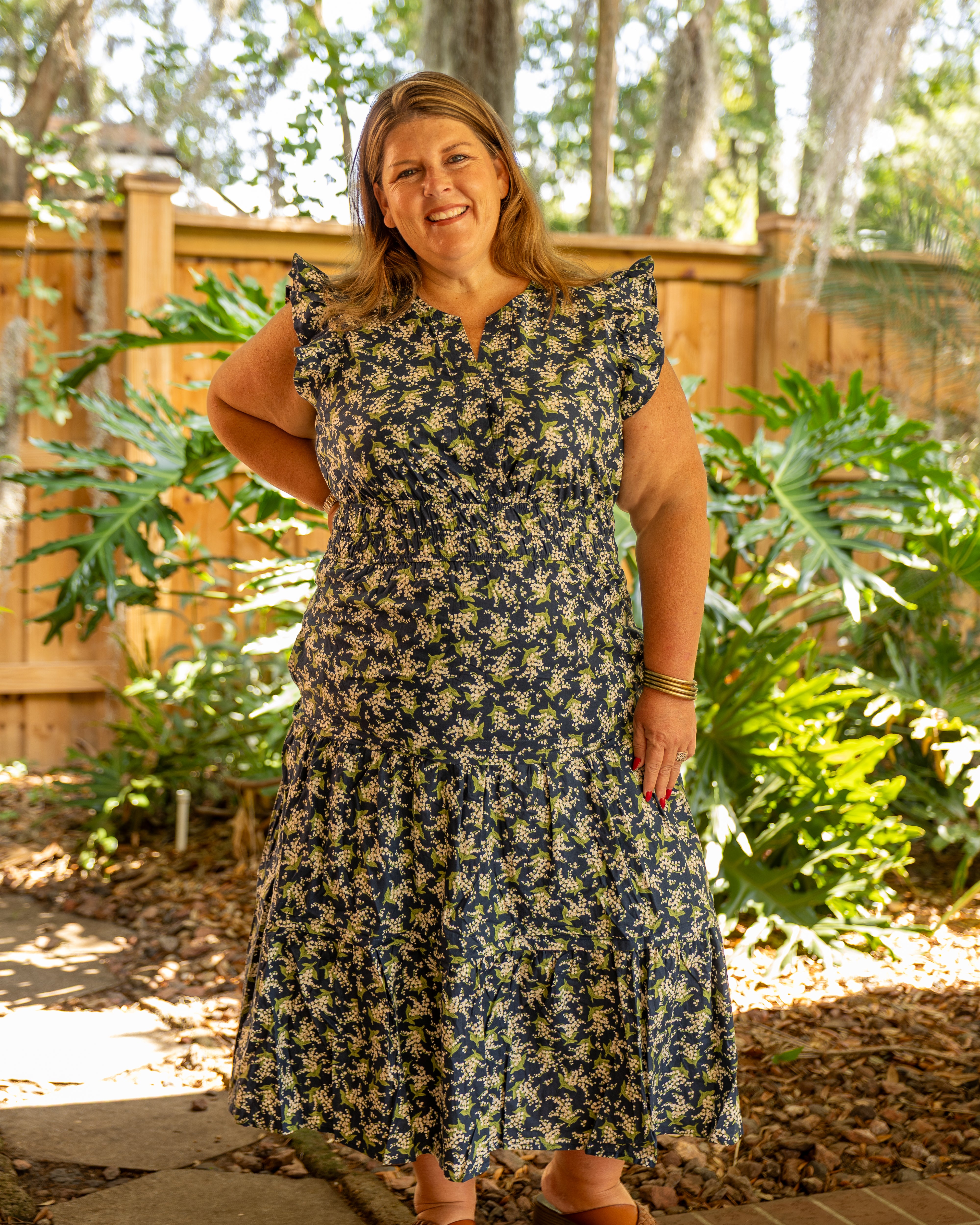 Secret Garden Tiered Midi Dress Available Curvy – Cilla Sue's