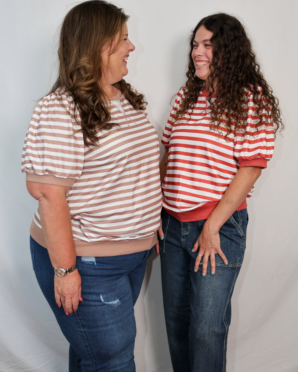 Classic Charm Bubble Sleeve Top Available Curvy