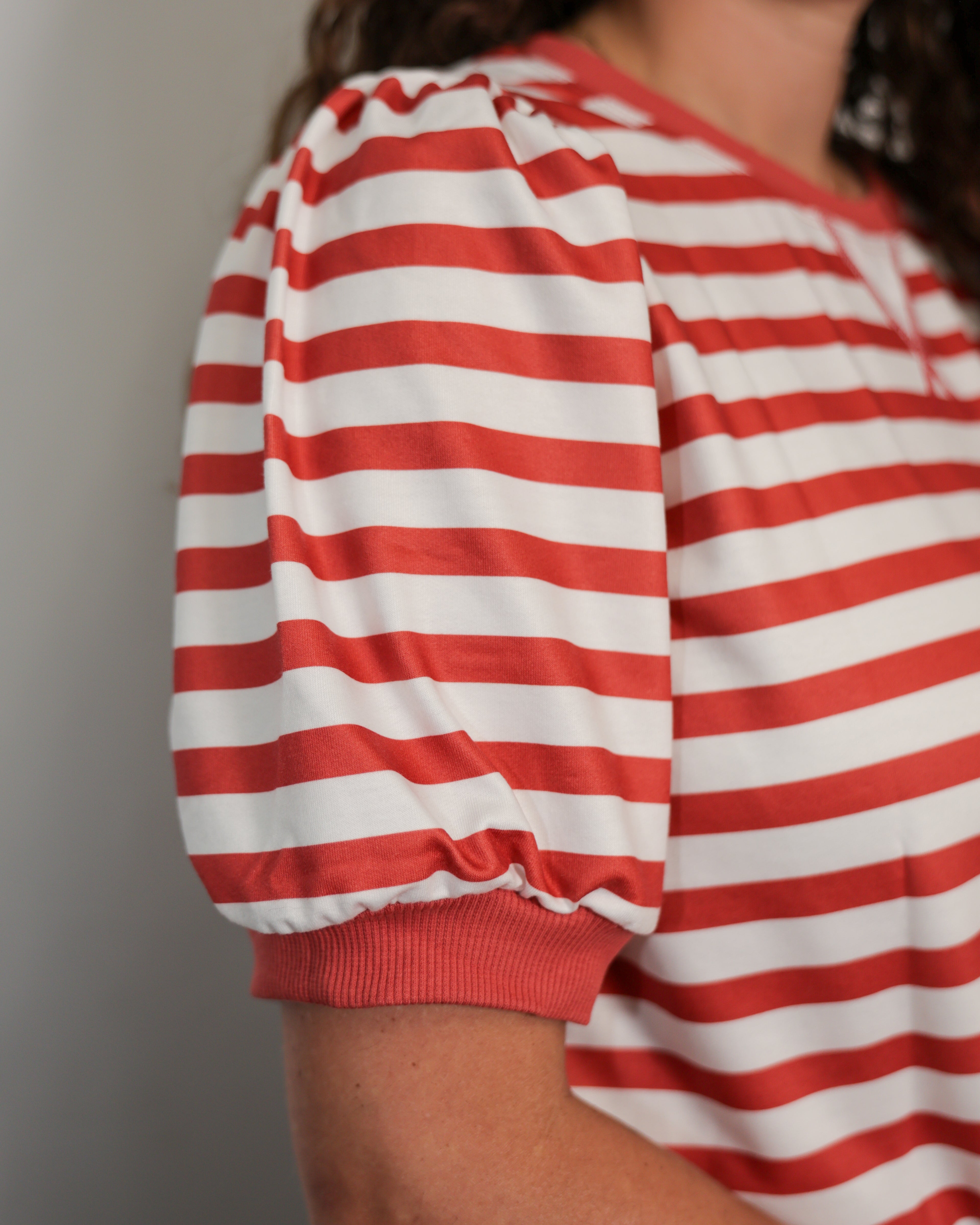 Classic Charm Bubble Sleeve Top Available Curvy