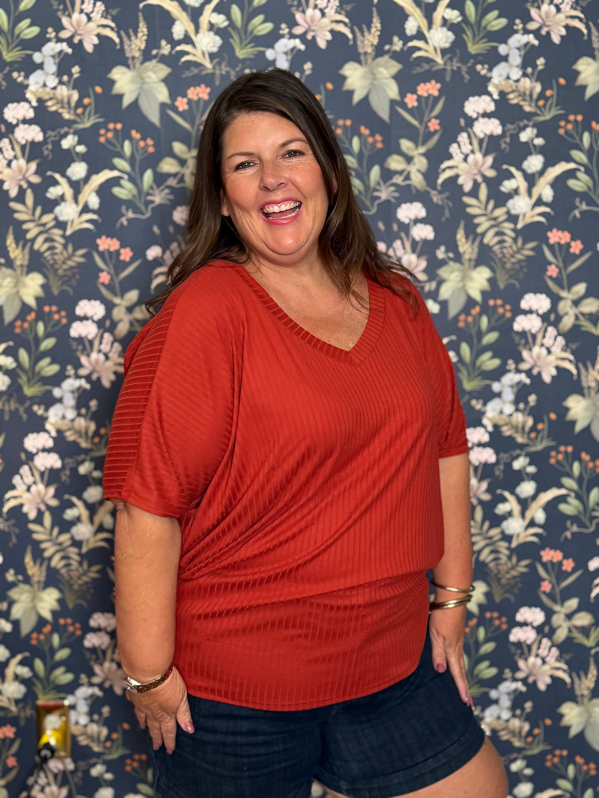 Marissa Ribbed V-Neck Top