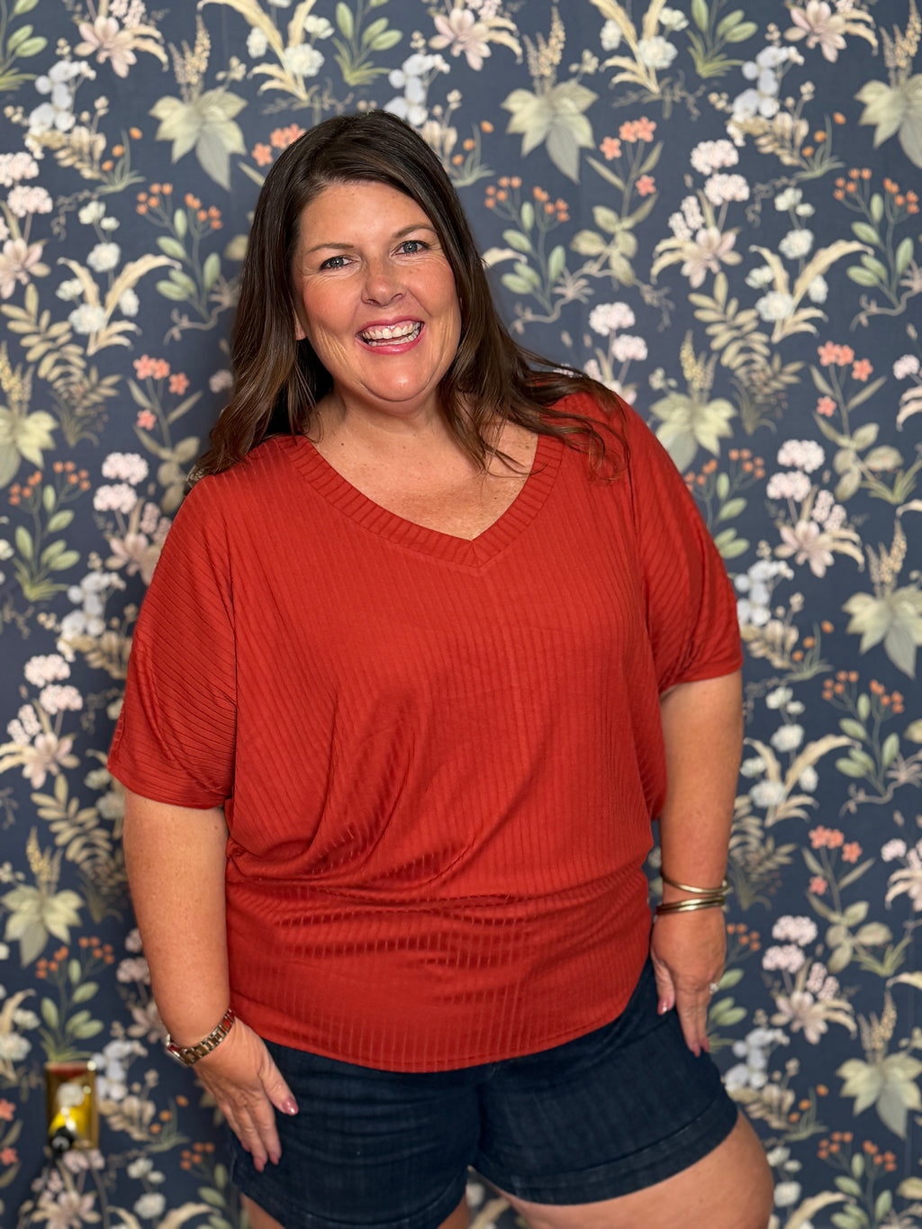 Marissa Ribbed V-Neck Top