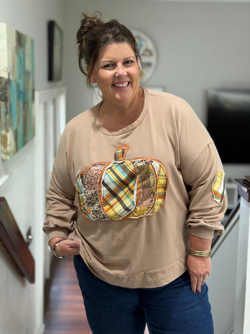 Pumpkin Patch Boho Sweatshirt Available Curvy