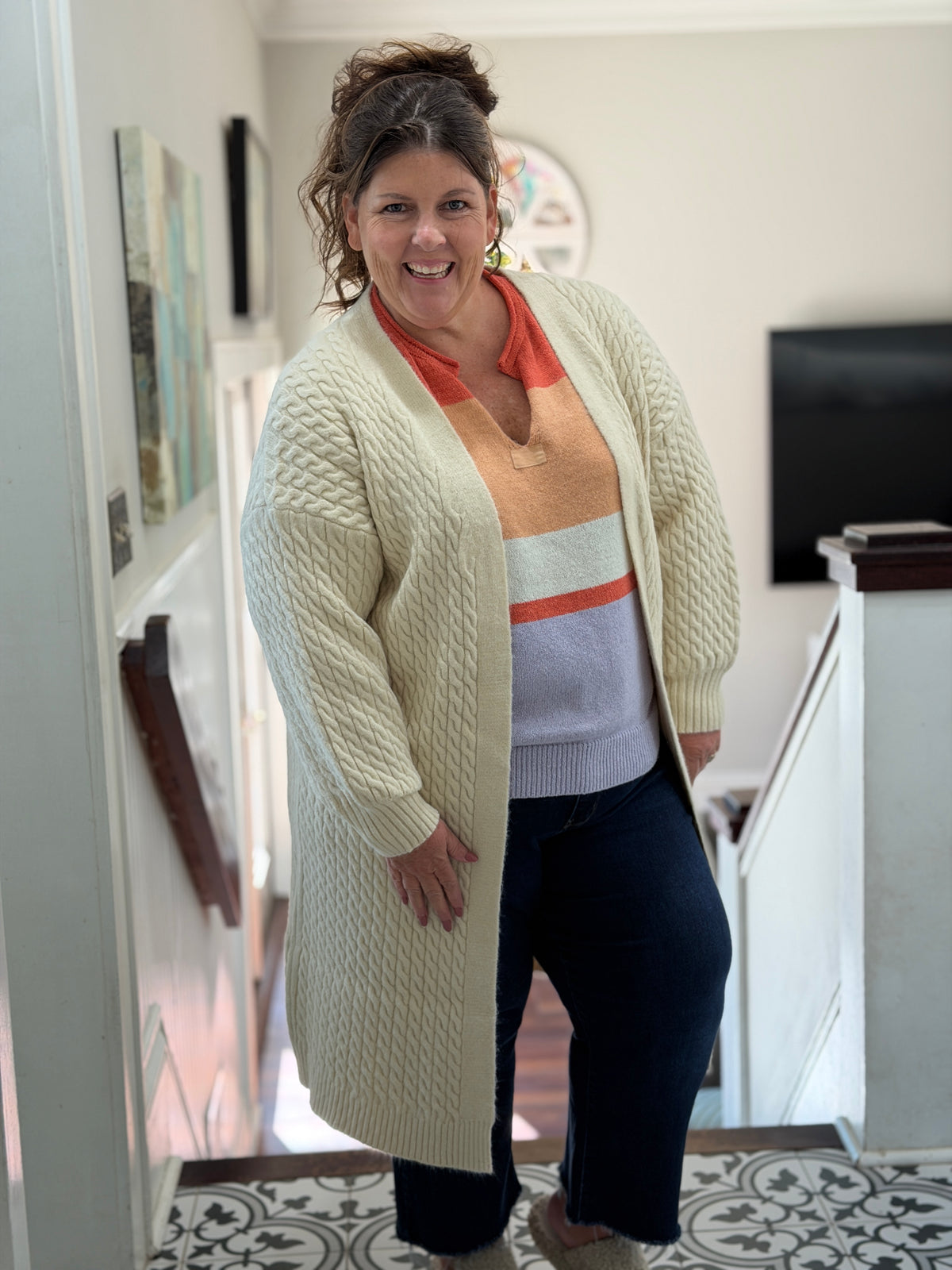 Terri Cable Knit Long Cardigan