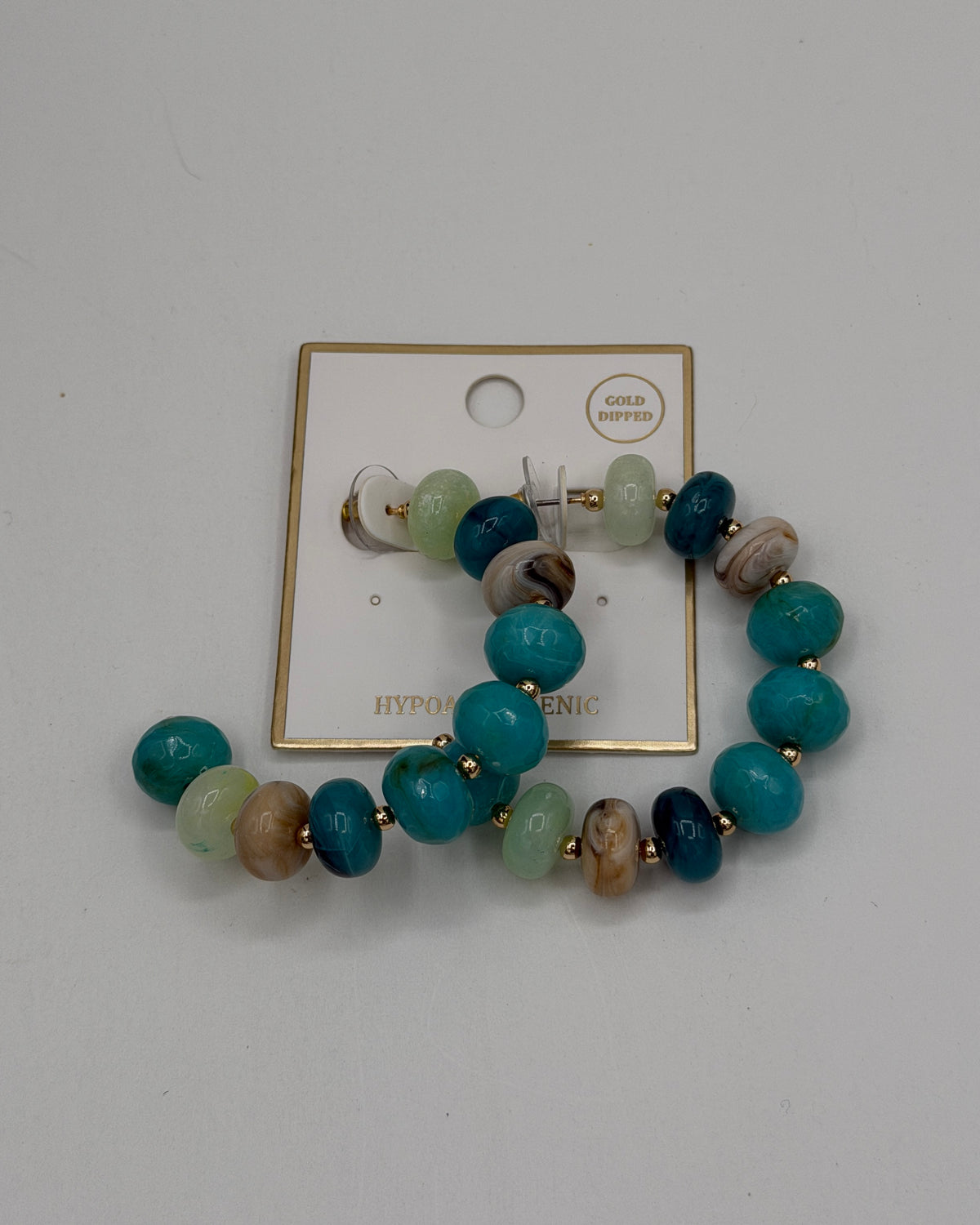 Marbled Bead Hoop Earrings