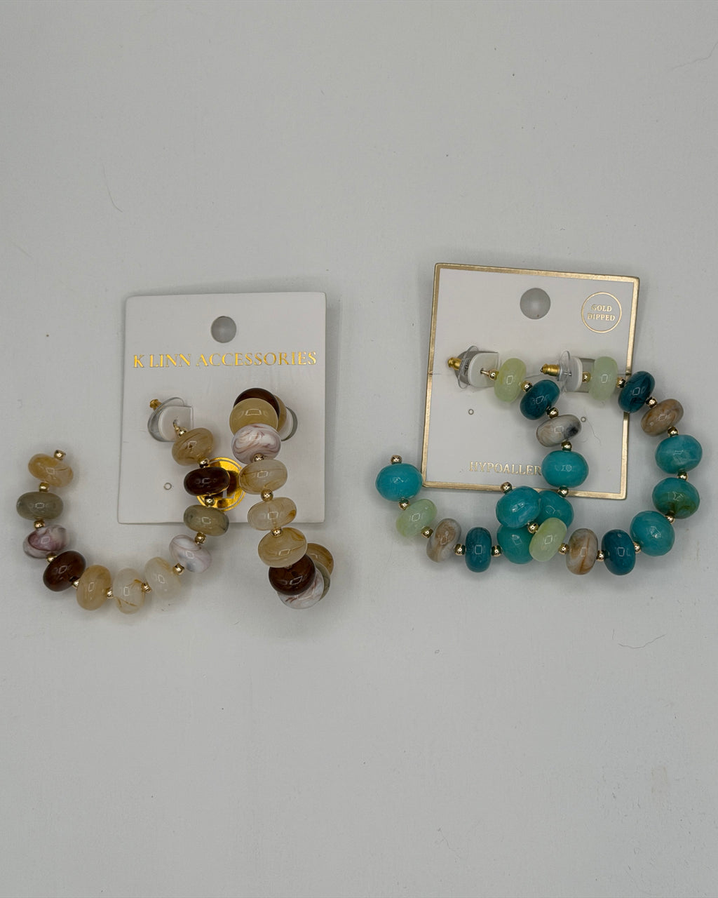 Marbled Bead Hoop Earrings