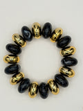 Burgandy Chunky Stone & Metallic Stretch Bracelet