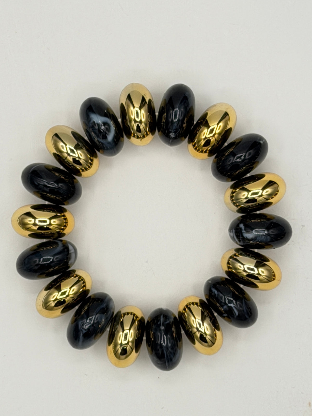 Burgandy Chunky Stone & Metallic Stretch Bracelet