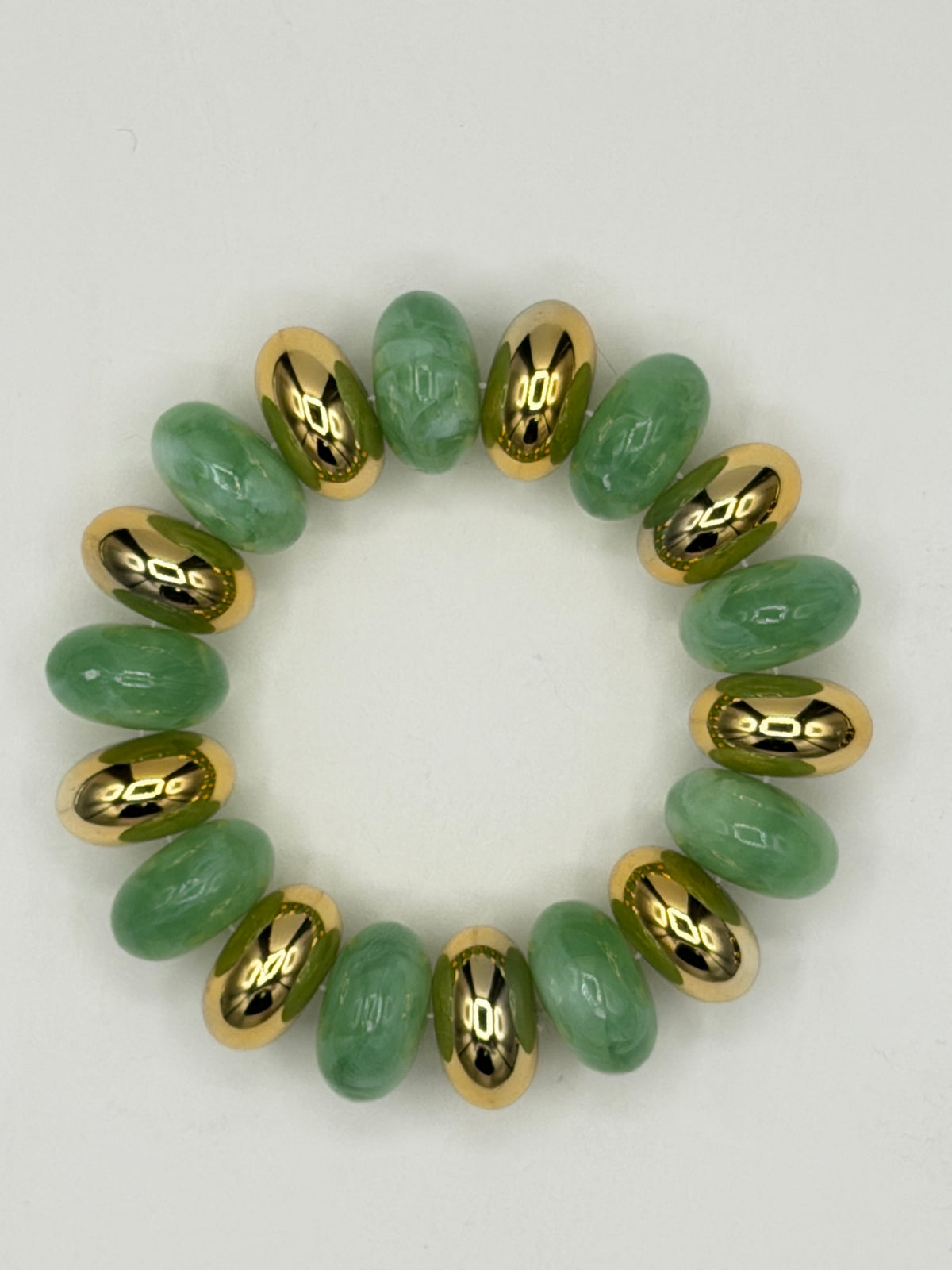Burgandy Chunky Stone & Metallic Stretch Bracelet