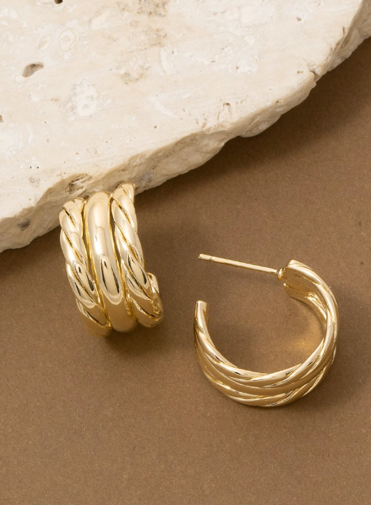 Golden Twist Hoop Earrings