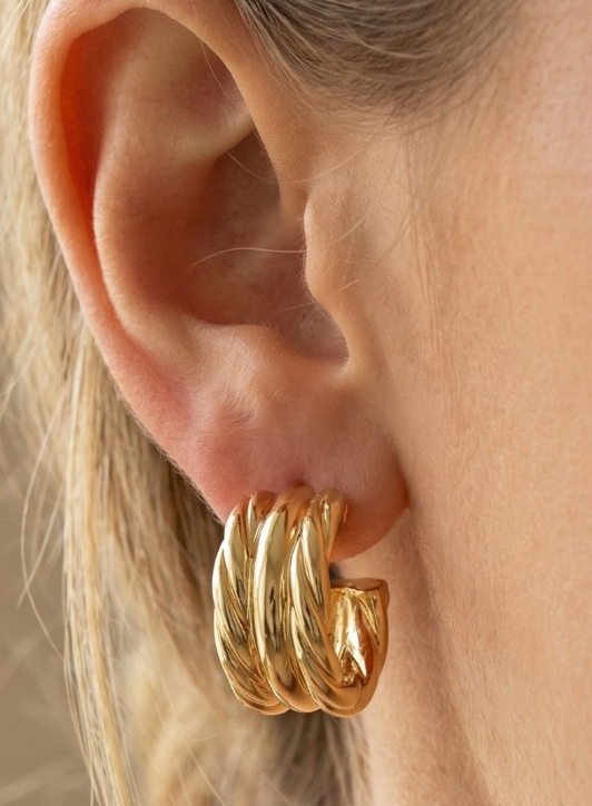 Golden Twist Hoop Earrings